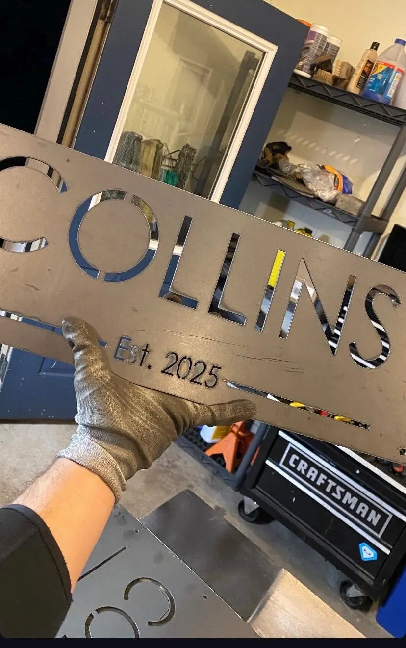 Personalized Metal Family Name and Year Sign