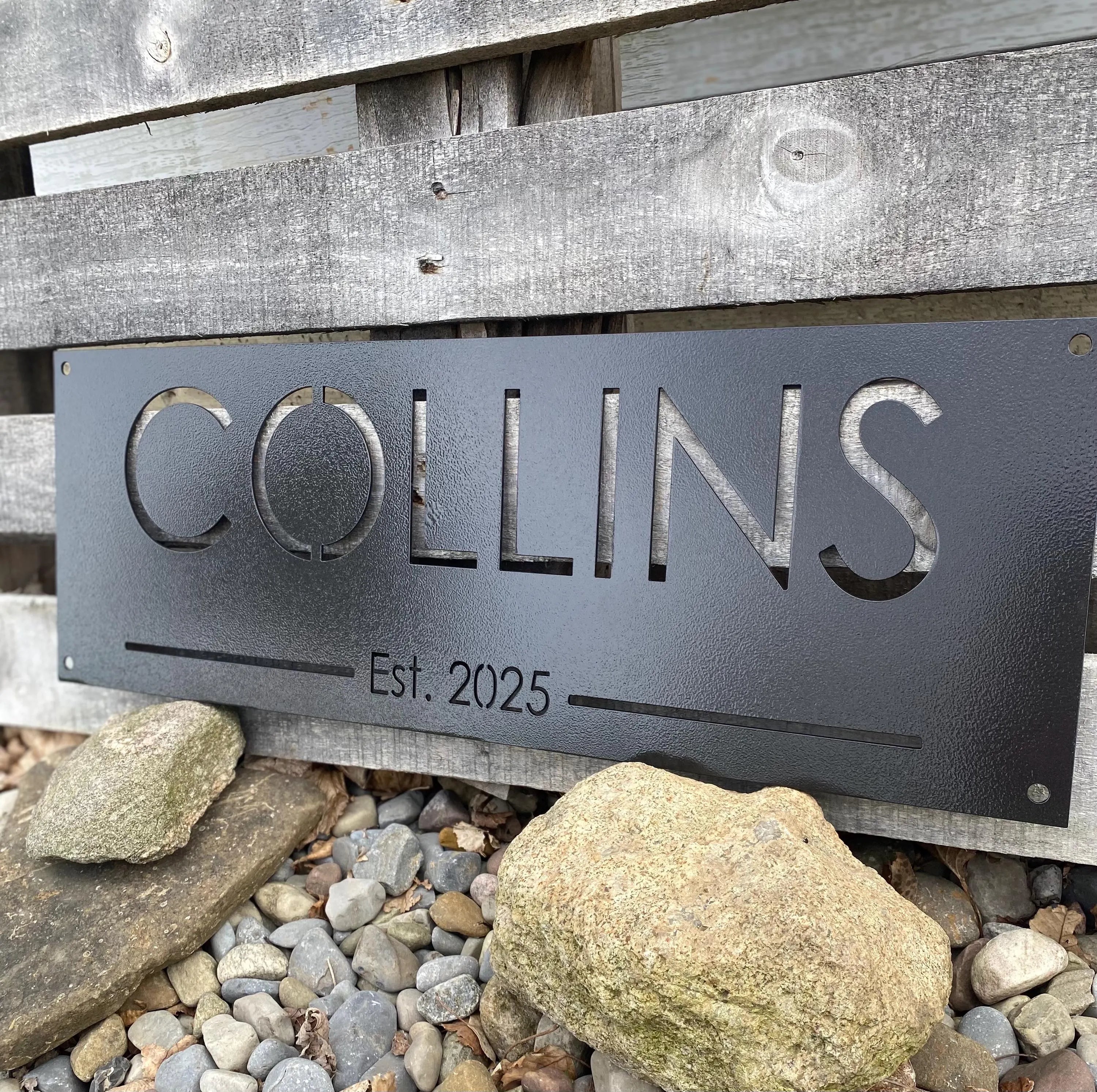 Personalized Metal Family Name and Year Sign