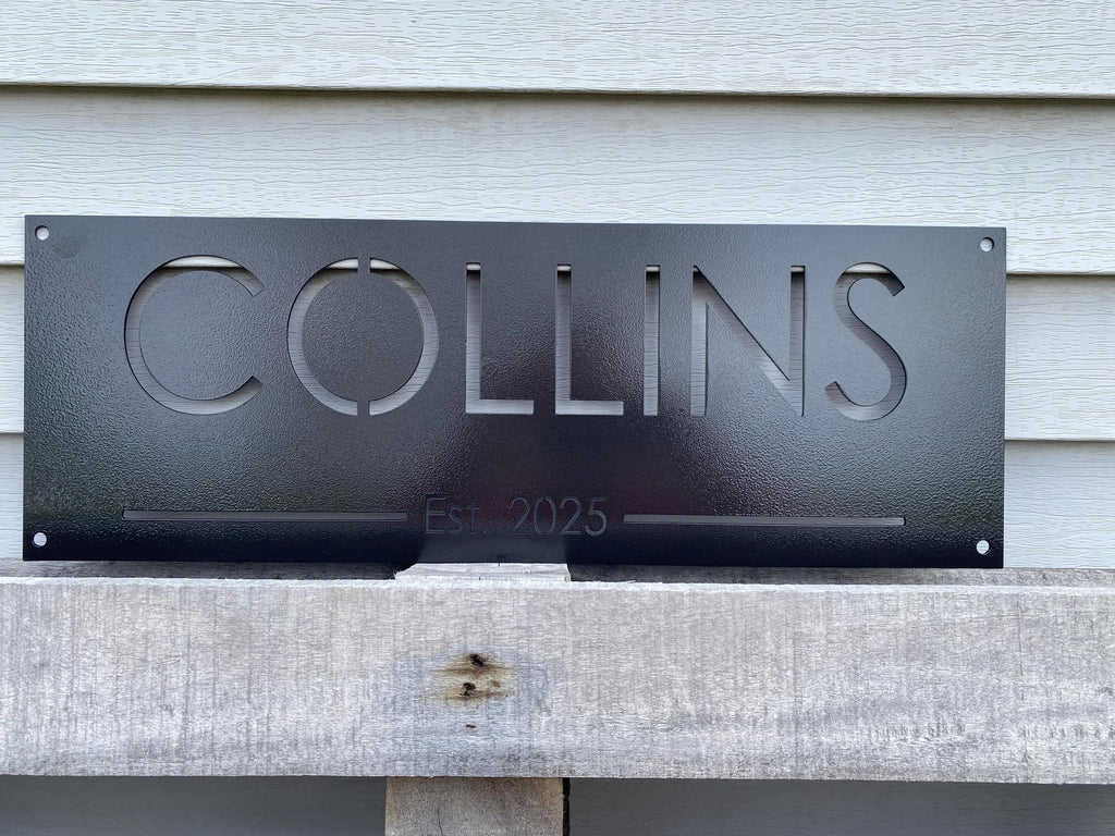 Personalized Metal Family Name and Year Sign