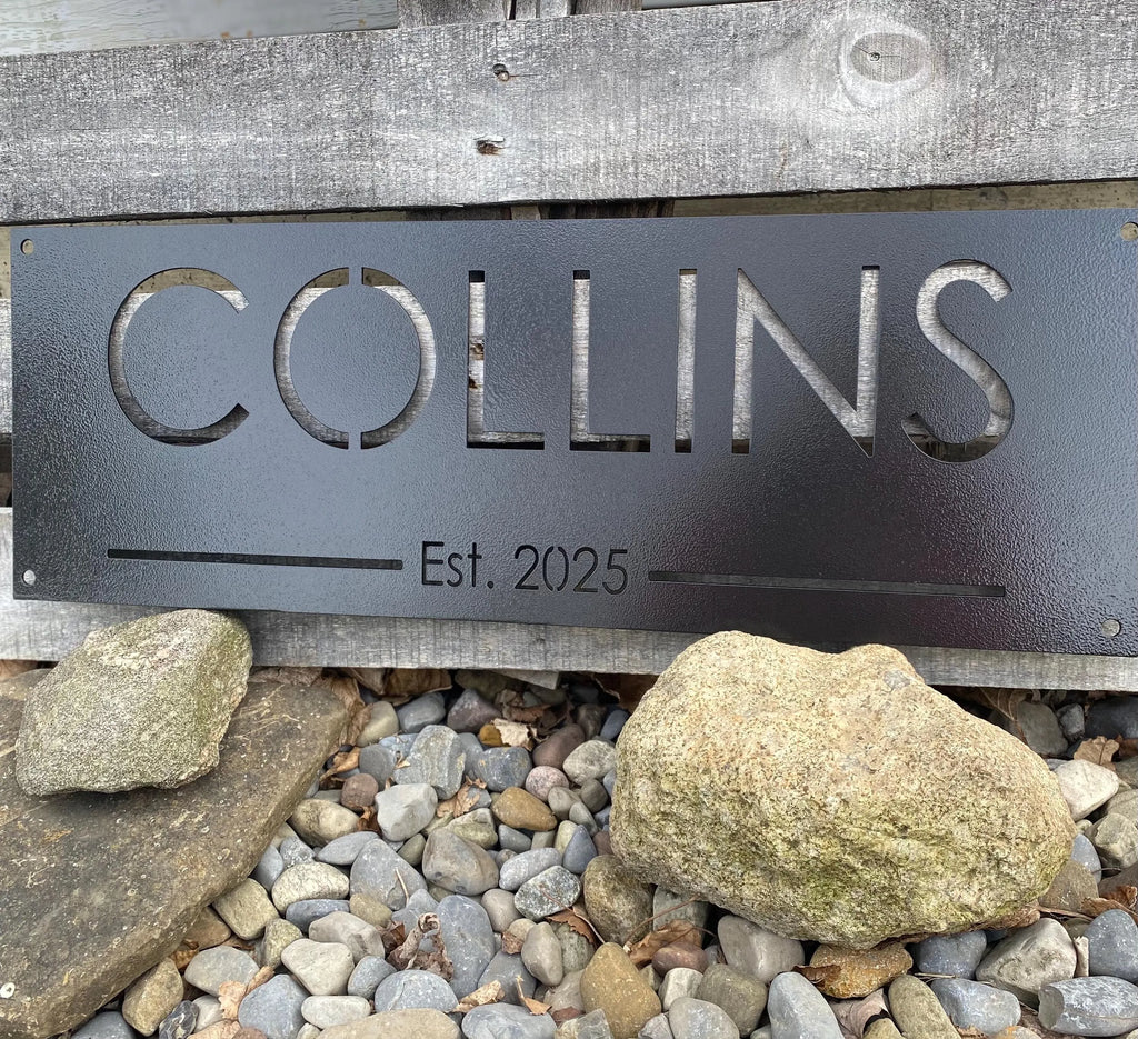Personalized Metal Family Name and Year Sign